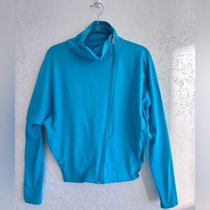 Karma Asymmetrical Zip Turquoise Yoga Jacket w/Pockets S